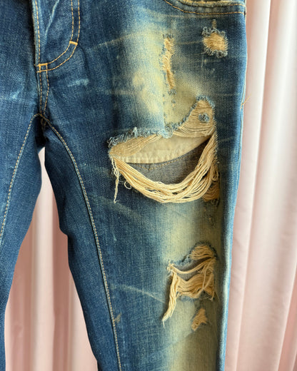 Dsquared² Distressed Bleach Wash Slim Cut Denim