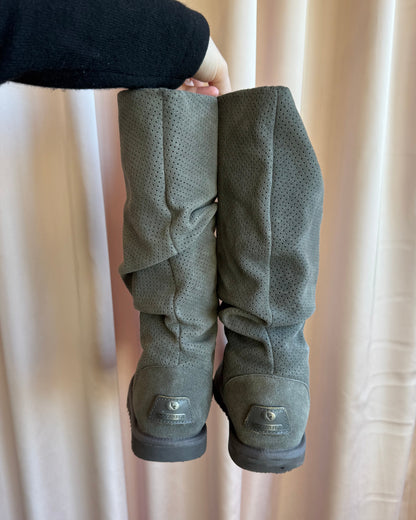 Koolaburra by Ugg Grey Perforated Sheepskin Slouch Boots