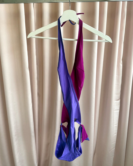 1970's French Made Two Tone Purple Monokini