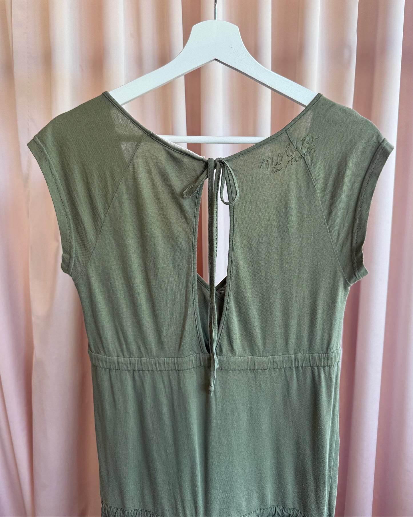 Italian Brand Army Green Cotton Surplice Jumpsuit