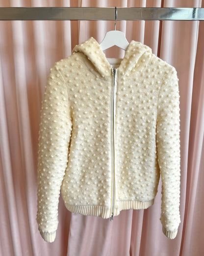 Tsumori Chisato Cream Wool Knit Hooded Jacket