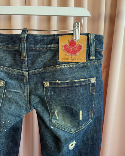 Dsquared² S/S 2007 Distressed Faded Ultra Low Rise Dark Wash Denim