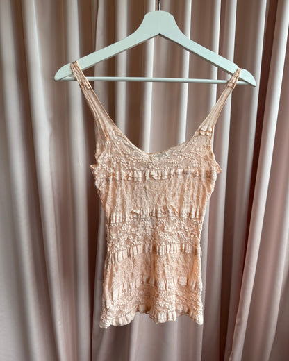 Costa Blanca 2000's Peachy Pink Lace Tank Top