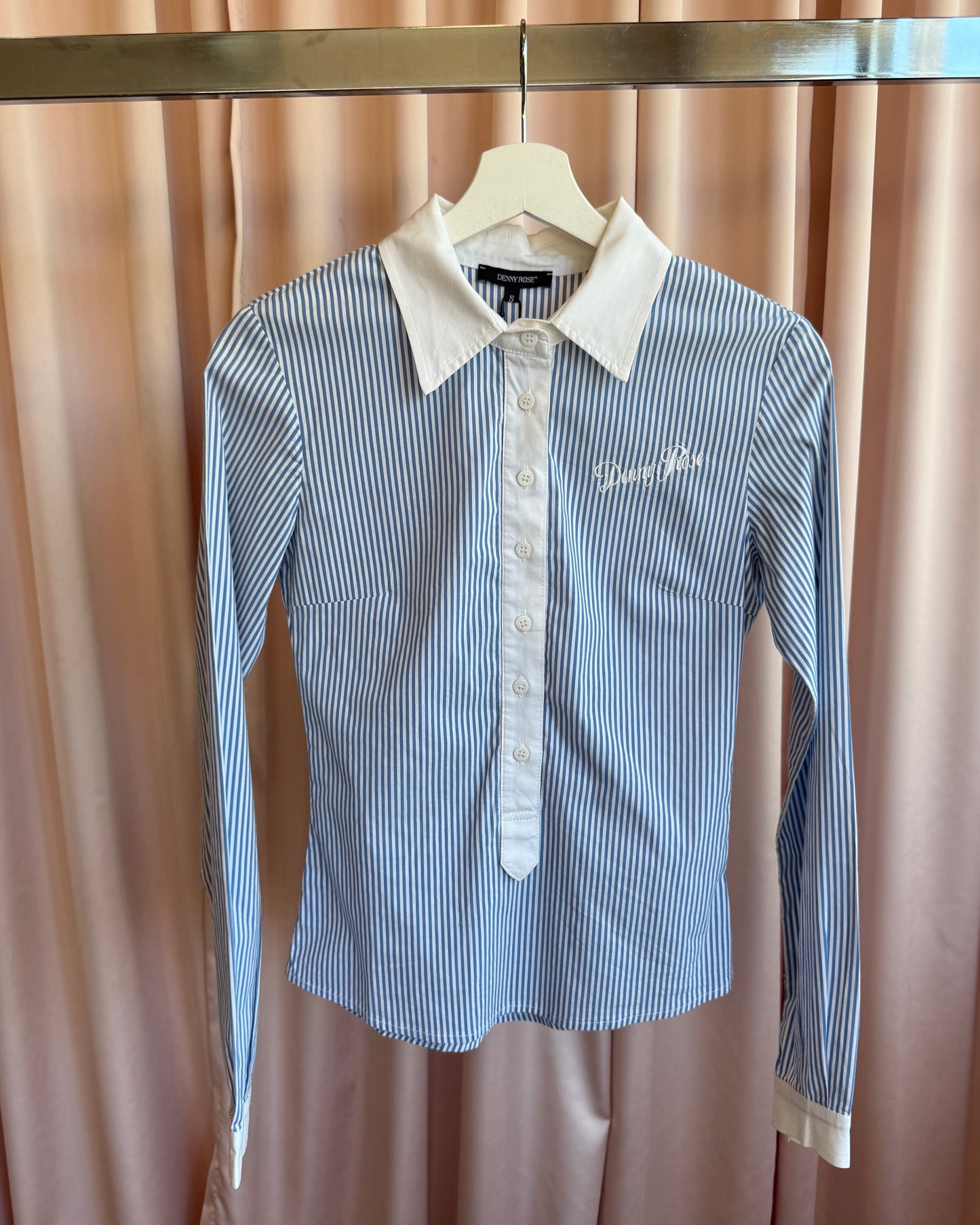 Italian Brand Blue & White Striped Button Up Shirt