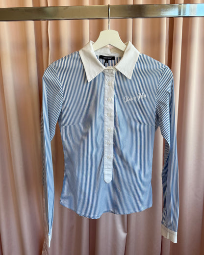 Italian Brand Blue & White Striped Button Up Shirt