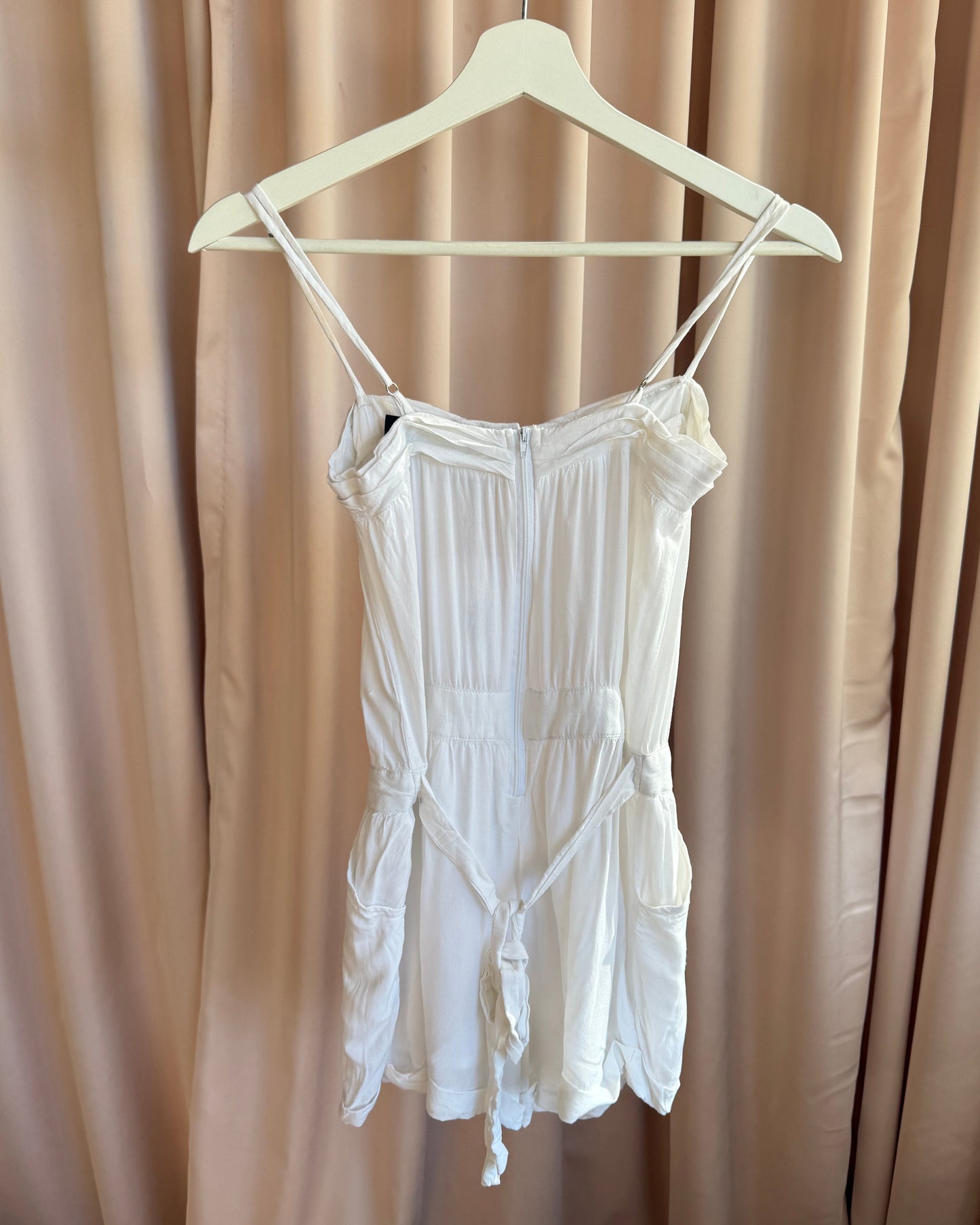 2000's Costa Blanca White Lace Button Up Romper