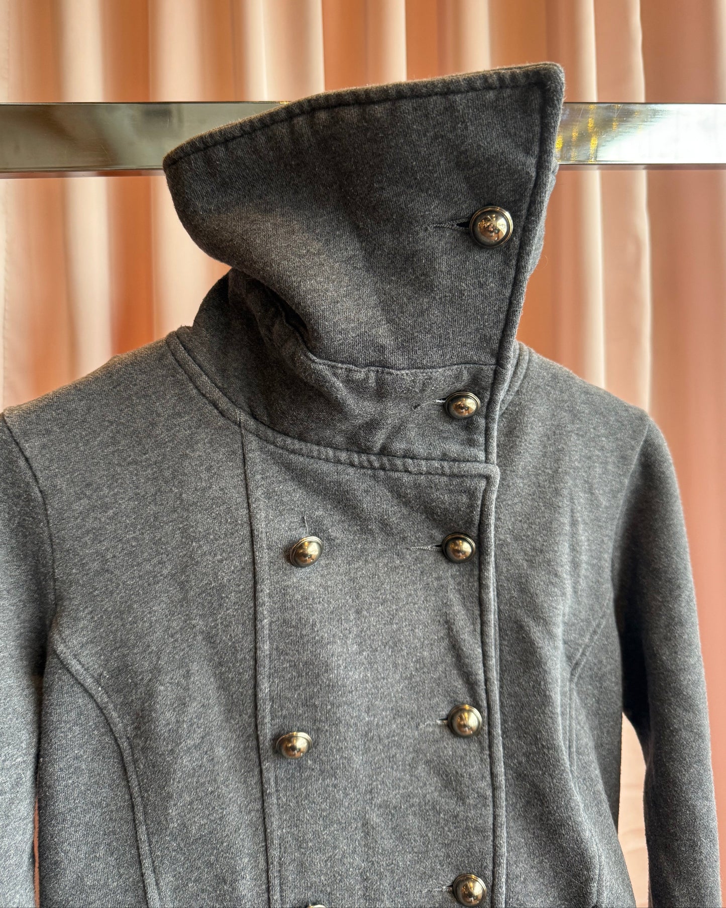 Kismet Grey Sweat Material Funnel Neck Peacoat