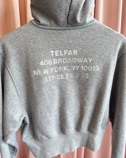 Telfar Heather Grey Crop Canal Zip Up Hoodie