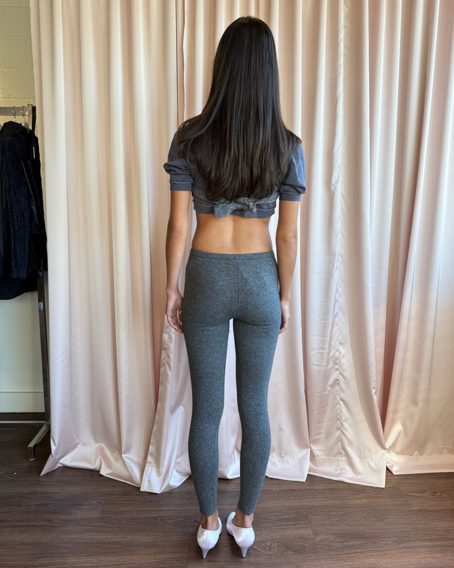 Italian Brand Cashmere Blend Grey Knit Leggings