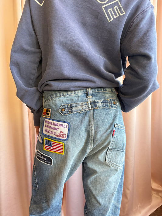 Japanese Brand Patched Buckle Back Denim