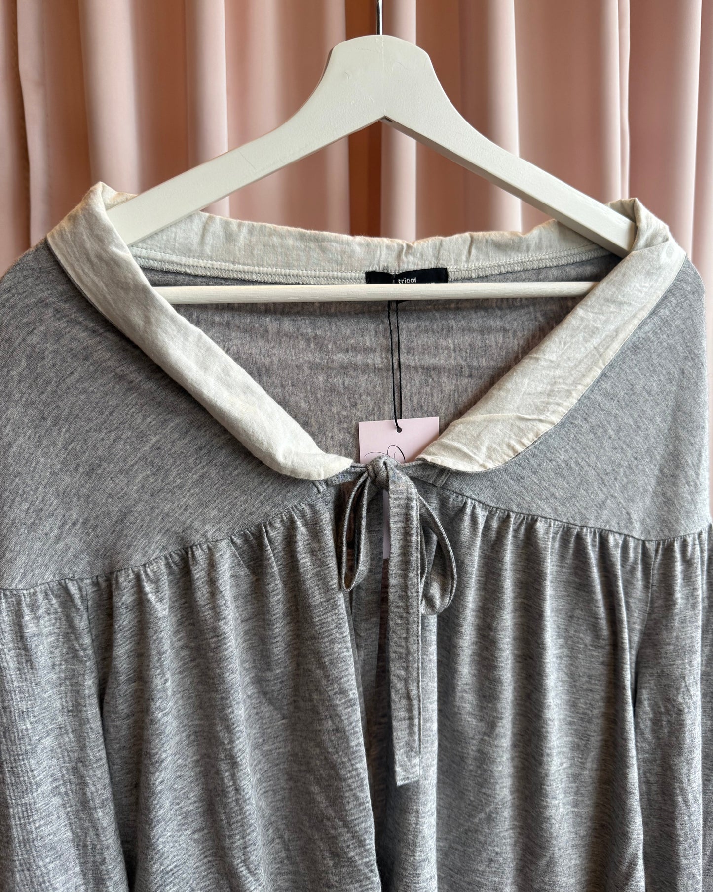 Comme des Garçons tricot Grey Collared Long Sleeve Tie Top