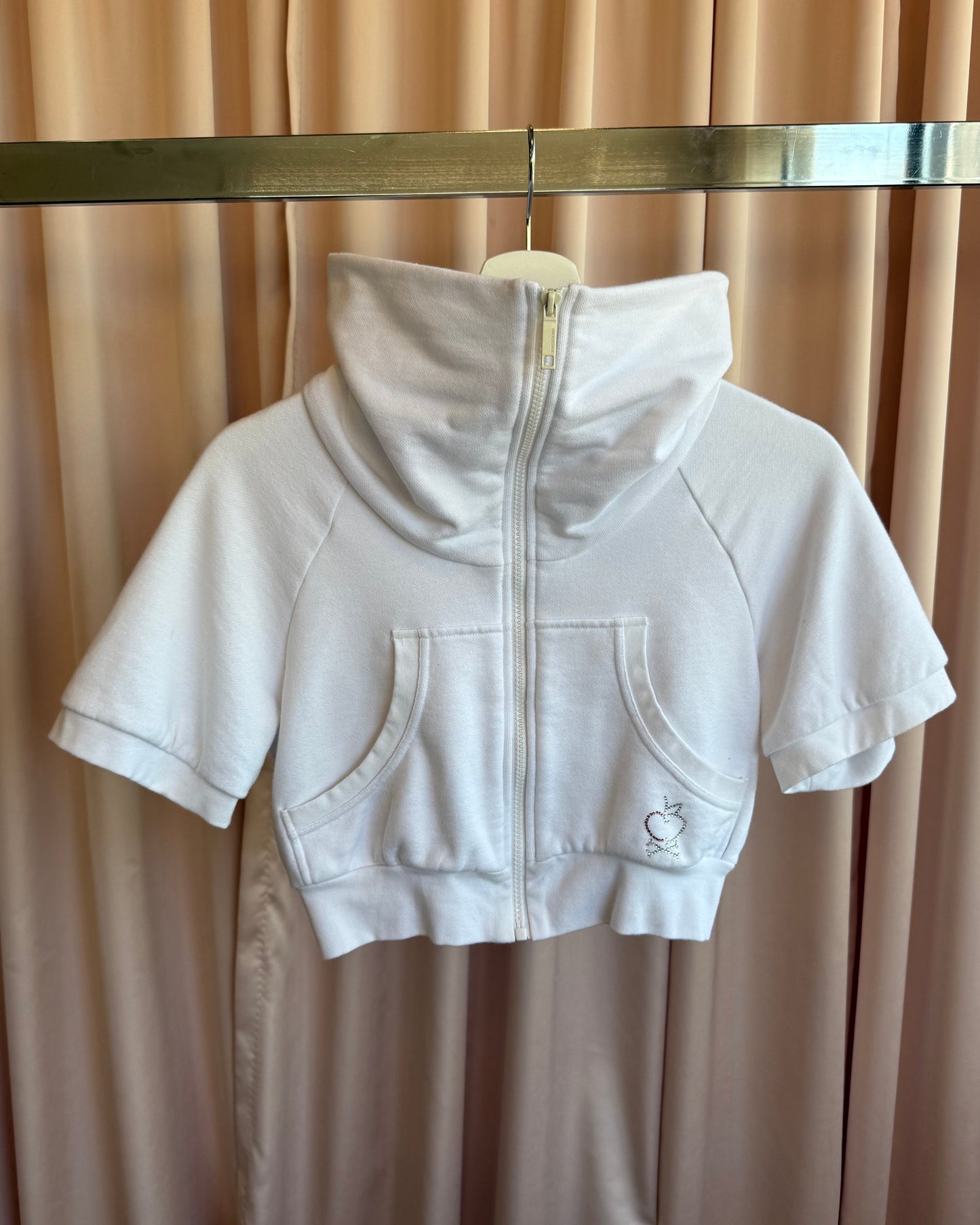 Kira Plastinina White Cropped Zip Up Sweater