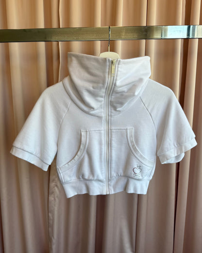 Kira Plastinina White Cropped Zip Up Sweater