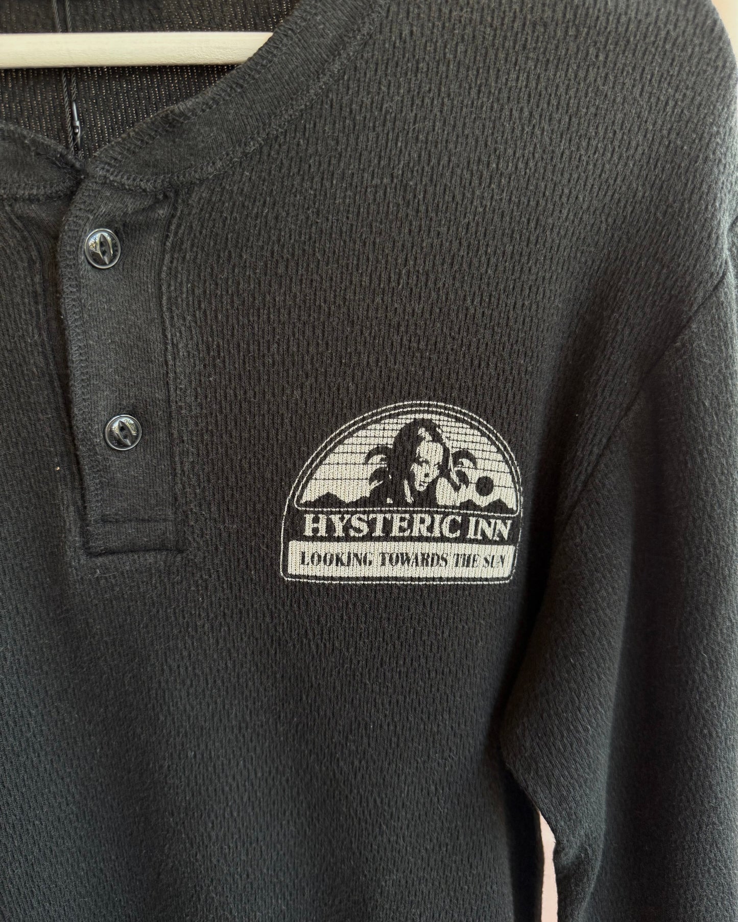 Hysteric Glamour "Hysteric Inn" Graphic Thermal Henley Long Sleeve Shirt
