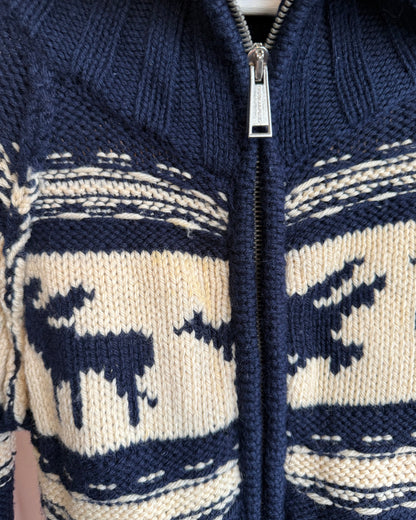 Dsquared² F/W 2004 Navy & Cream Knit Zip Up Sweater