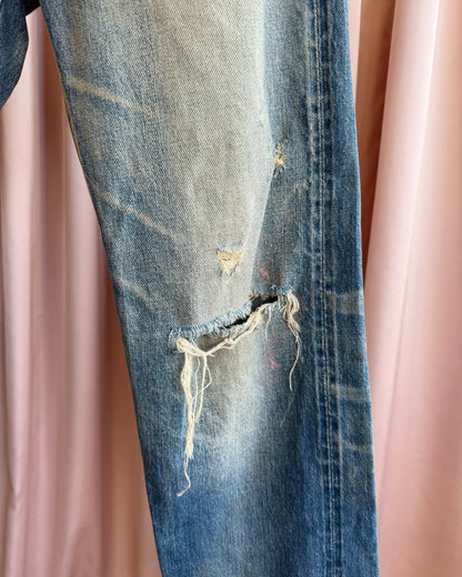 Hysteric Glamour Painted Faded Distressed Button Fly Denim