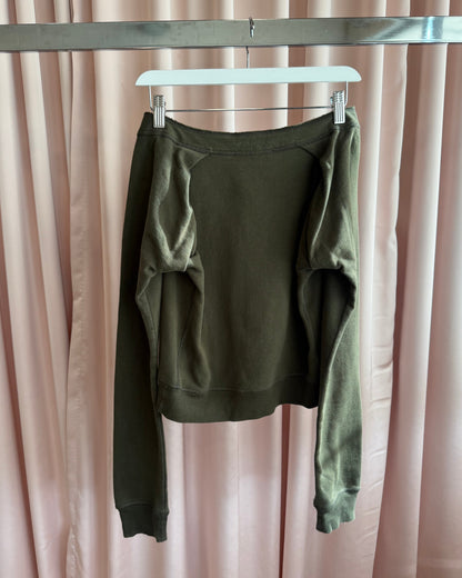 Dsquared² F/W 2007 Olive Green Button Up Off The Shoulder Sweatshirt