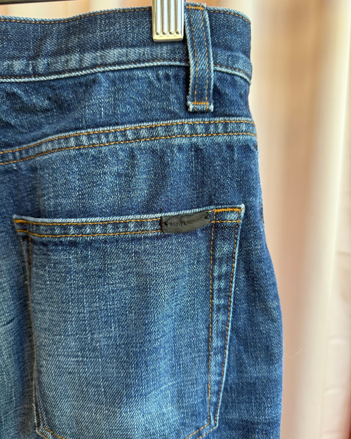 Saint Laurent 2021 90's High Waist Blue Denim