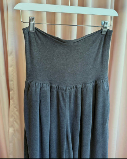 Y's for living Brushed Charcoal Grey Fold Over Waist Wide Leg Pants
