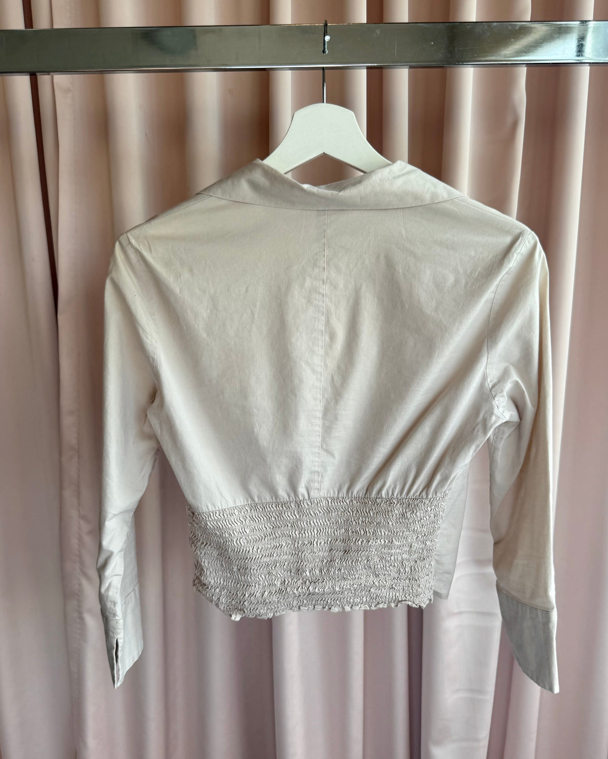 KOOKAÏ Beige Lace up Long Sleeve Dress Shirt