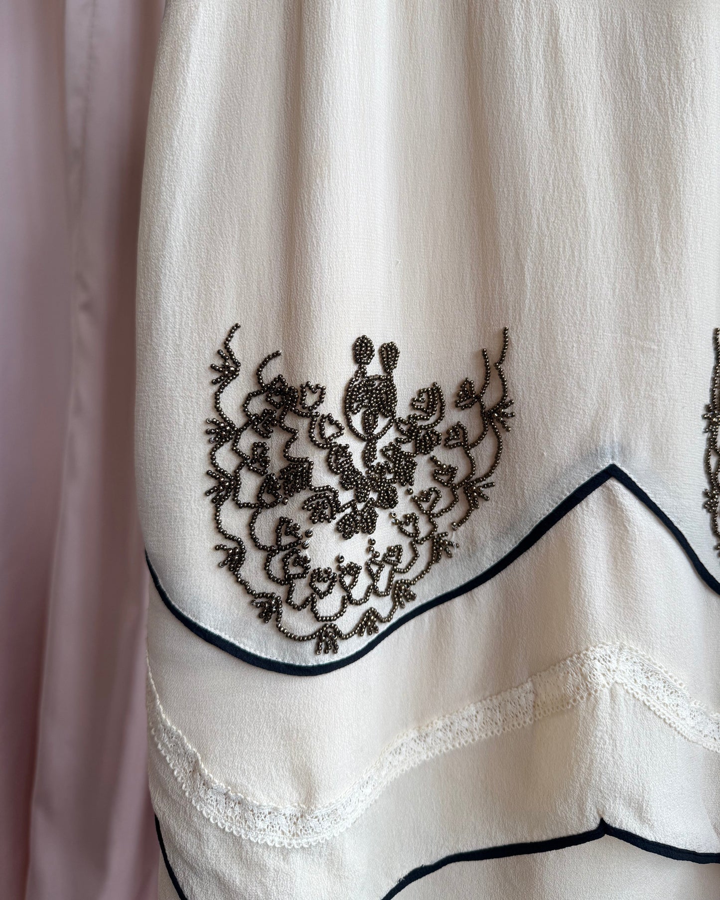 Tsumori Chisato Beaded Silk Mini Shift Dress