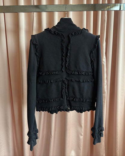 Dsquared² F/W 2011 Black Ruffled Zip Up Sweatshirt Jacket