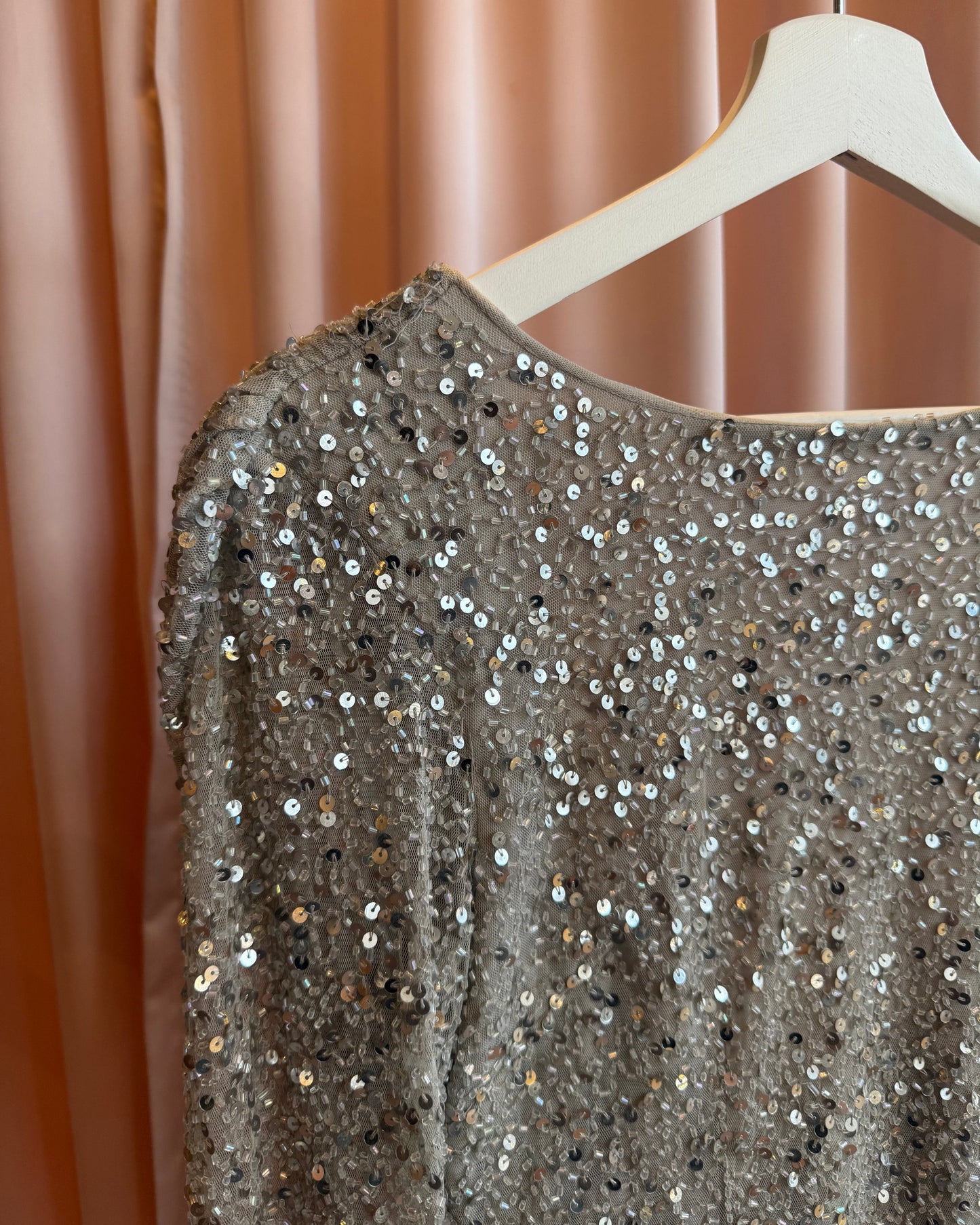 2000's Silver Sequins Low Back Mini Dress