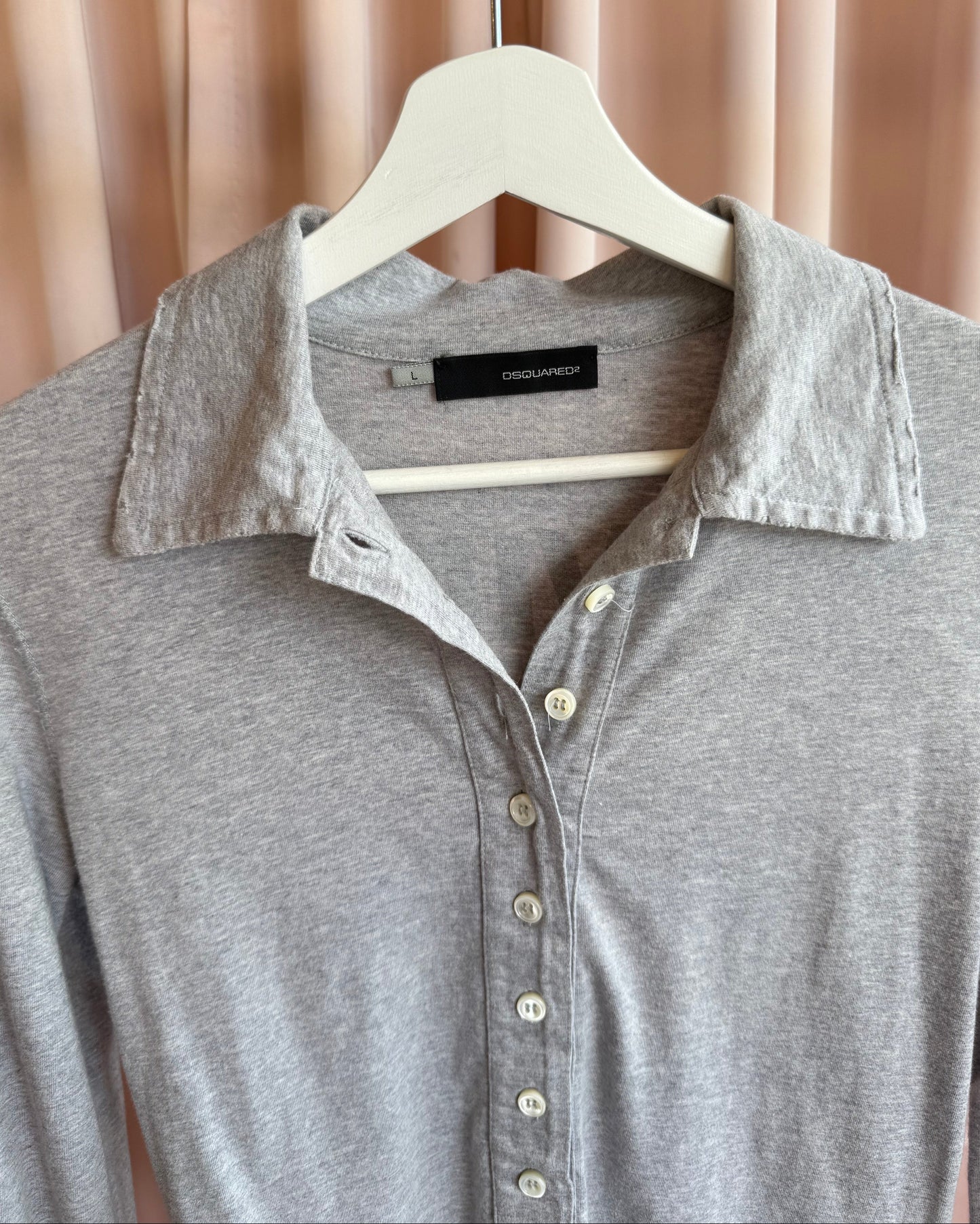 Dsquared² F/W 2004 "Twins" Long Sleeve Grey Polo Shirt