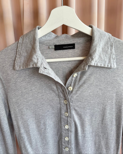 Dsquared² F/W 2004 "Twins" Long Sleeve Grey Polo Shirt