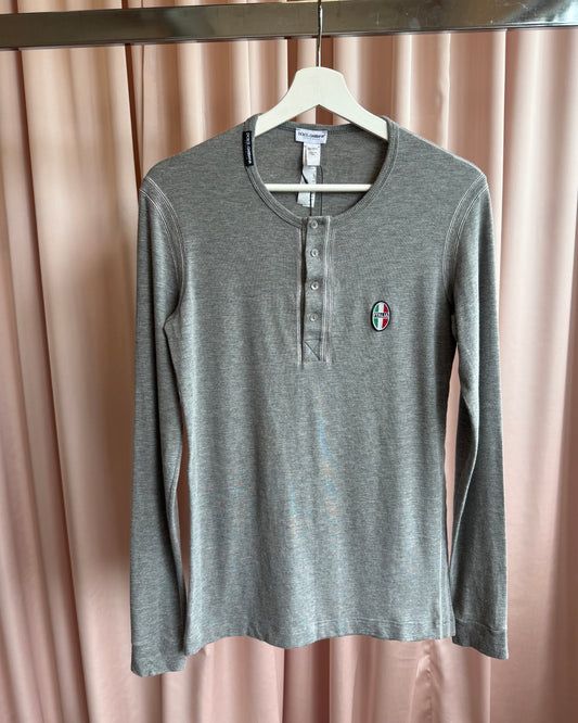 Dolce & Gabbana Underwear "Italia" Patch Grey Henley Shirt