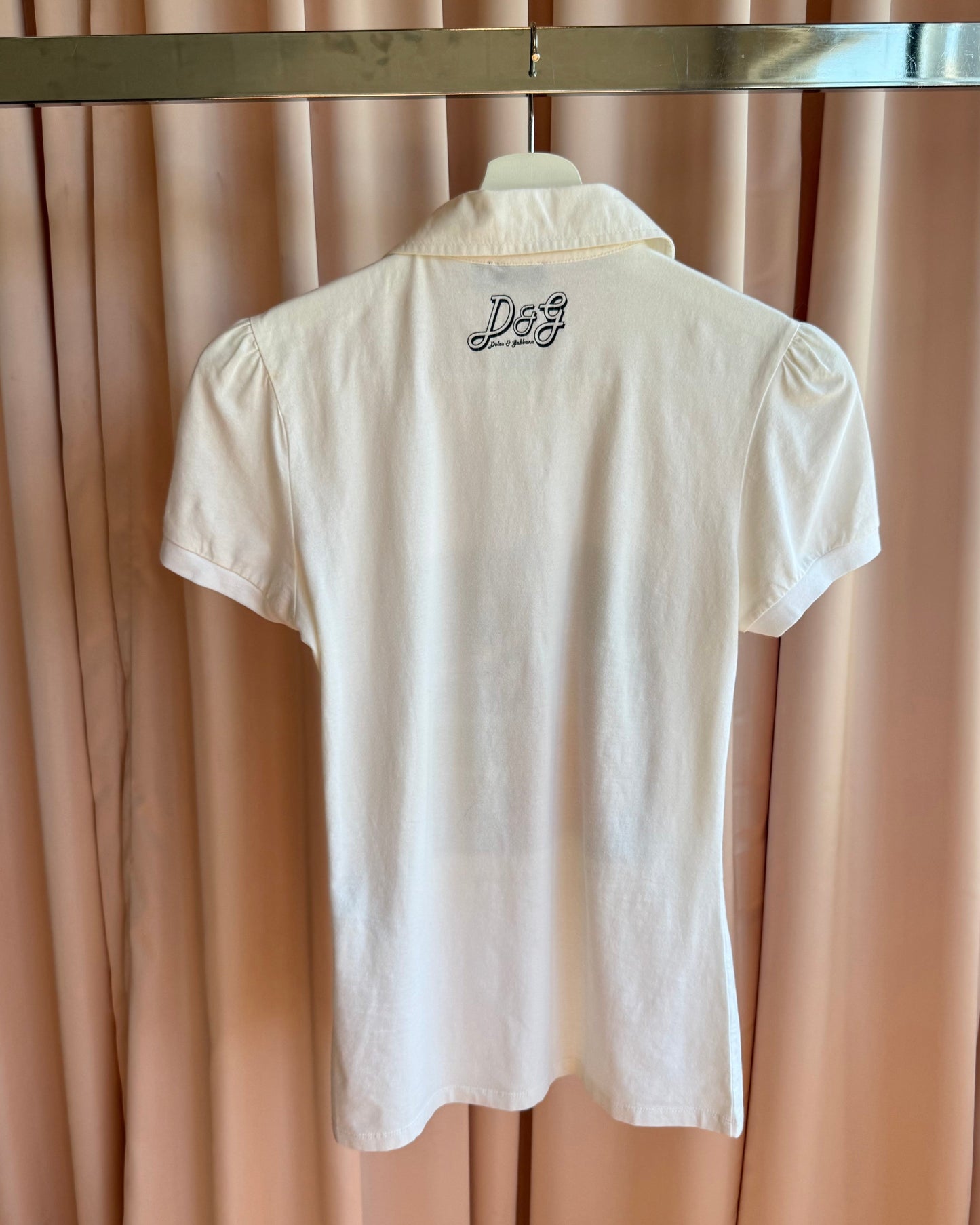 D&G 2000's "Maidenform Bra" Graphic White Polo Top
