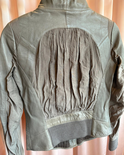 Japanese Brand Dust Tone Sheepskin Leather Side Zip Moto Jacket