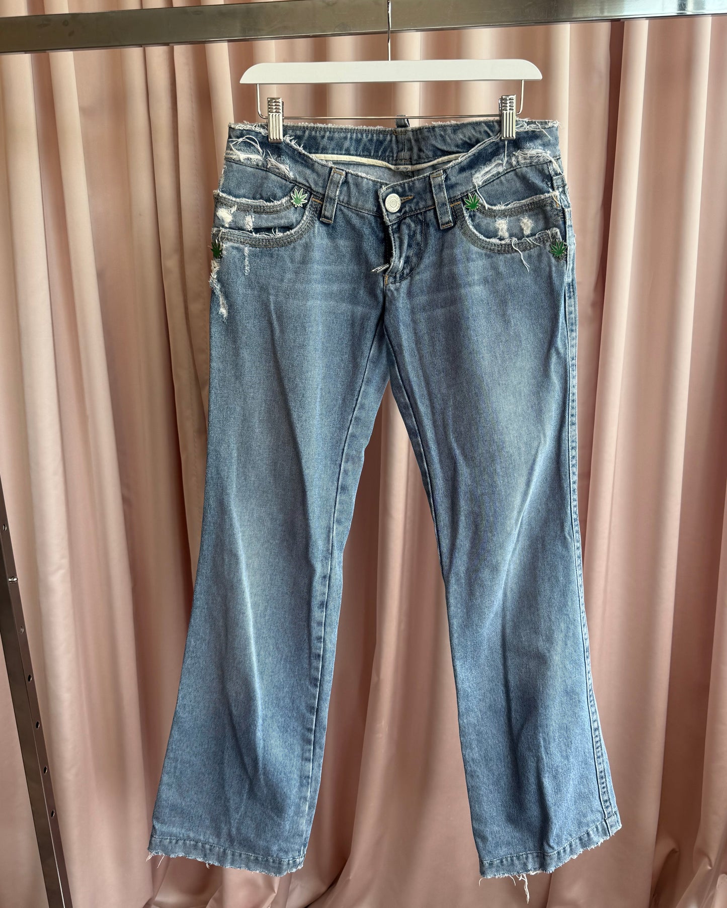Dsquared² S/S 2005 Weed Leaf Distressed Low Rise Denim