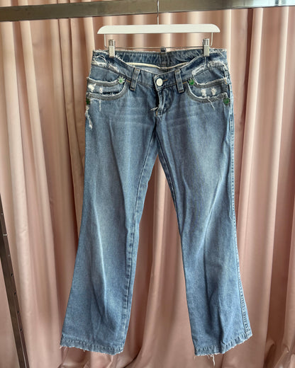 Dsquared² S/S 2005 Weed Leaf Distressed Low Rise Denim