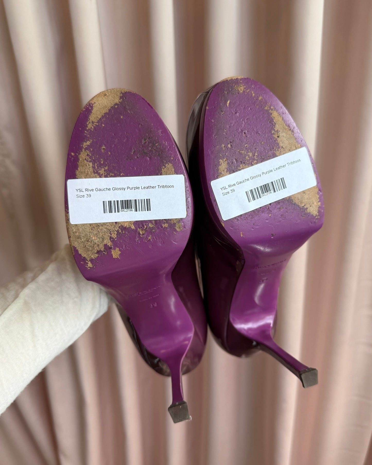 Yves Saint Laurent Rive Gauche Glossy Purple Leather Tribtoos