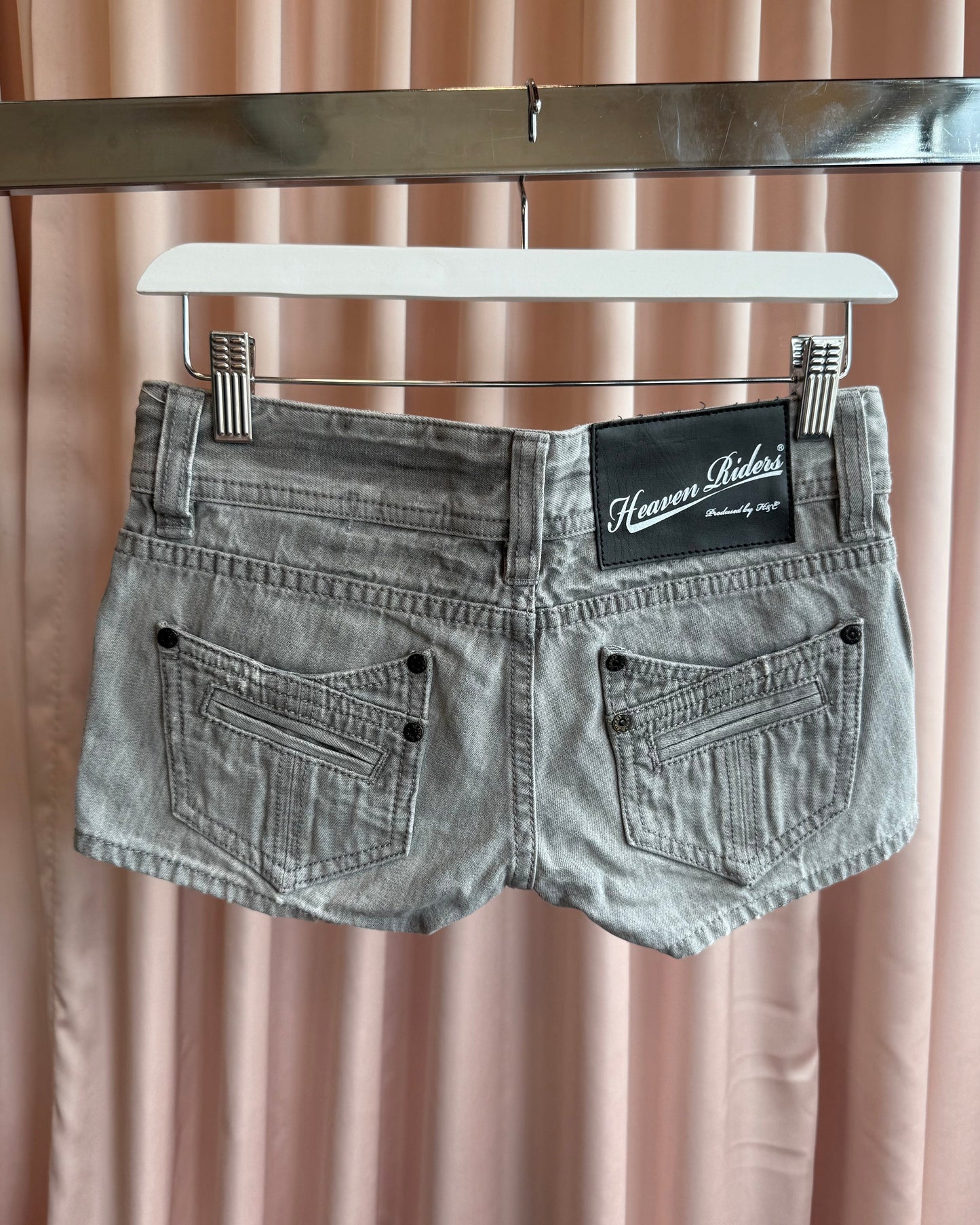 Japanese Brand Low Rise Grey Denim Mini Shorts
