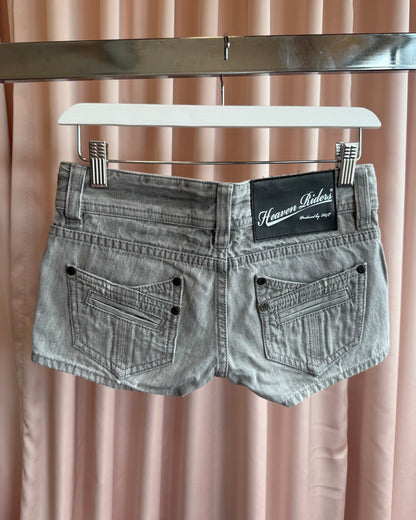 Japanese Brand Low Rise Grey Denim Mini Shorts