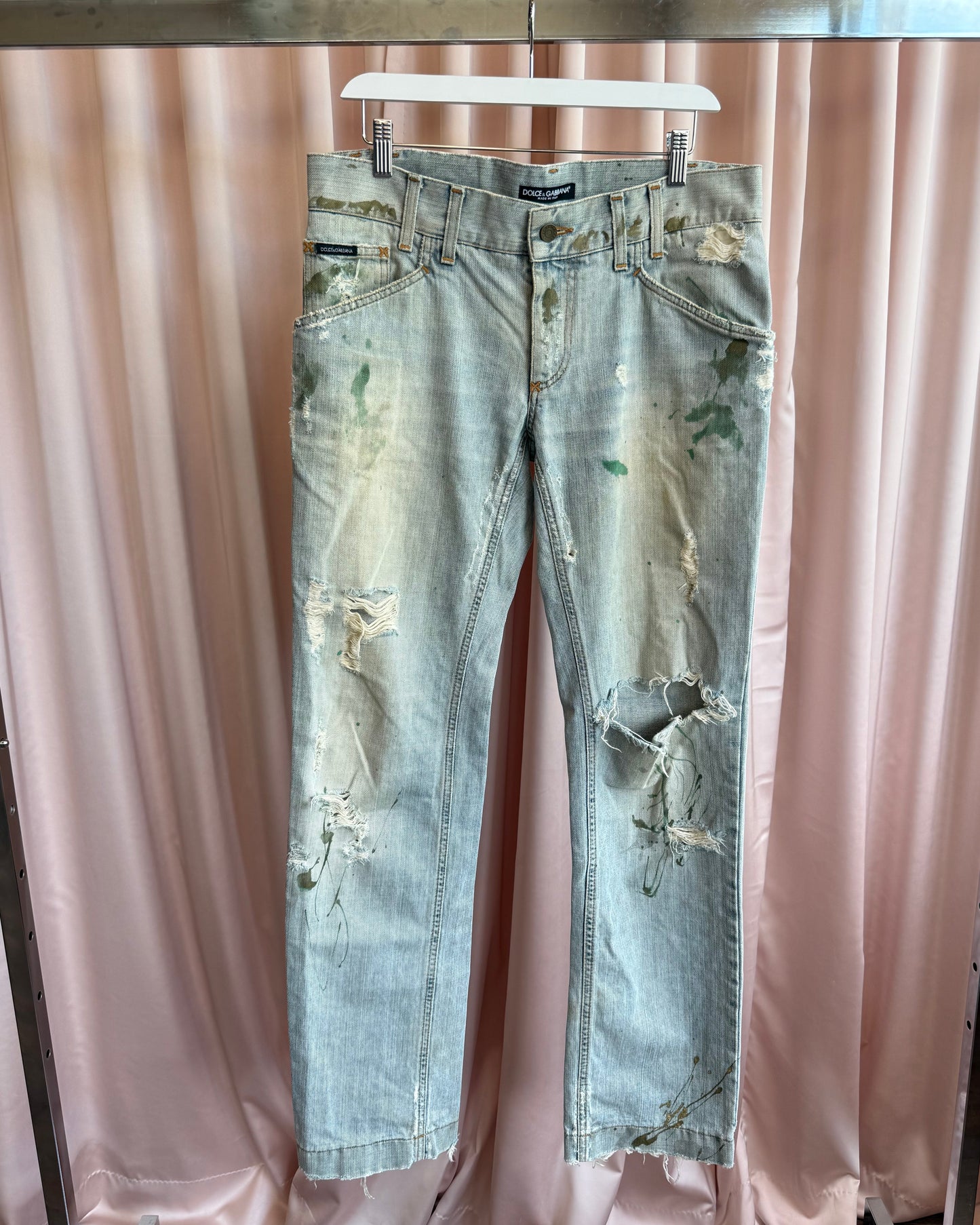 Dolce & Gabbana Distressed Paint Splatter Denim