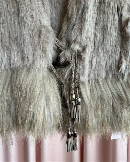 Japanese Brand Grey Rabbit & Raccoon Fur Horn Toggle Vest