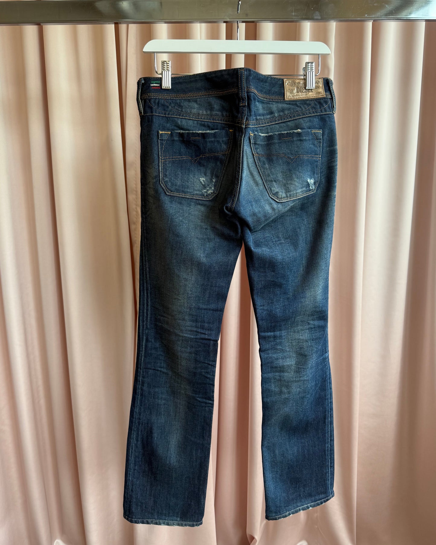 Diesel "Lowky" Faded Dark Wash Low Rise Straight Leg Denim