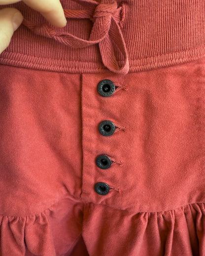 Kapital Red Cotton Balloon Pleated Half Length Shorts