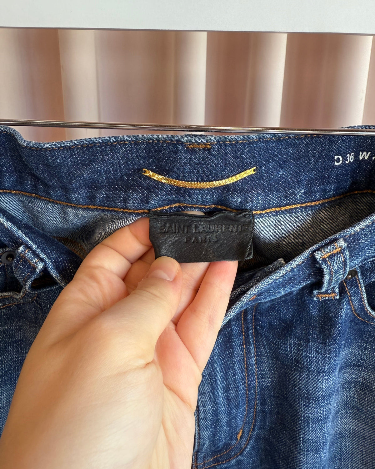 Saint Laurent 2021 90's High Waist Blue Denim