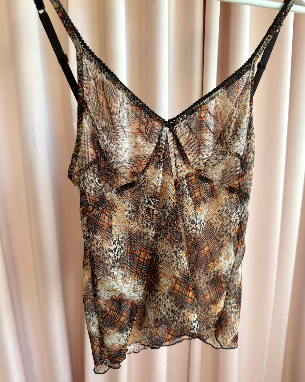 Intimissimi Leopard & Plaid Print Mesh Camisole