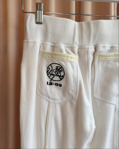 Japanese Brand x MLB NY Yankees White Velour Track Pants