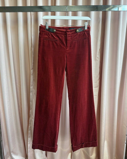 Gucci F/W 2008 by Frida Giannini Red Velvet Low Rise Trousers