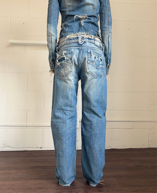 Diesel Distressed Light Wash Denim