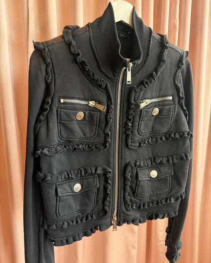 Dsquared² F/W 2011 Black Ruffled Zip Up Sweatshirt Jacket