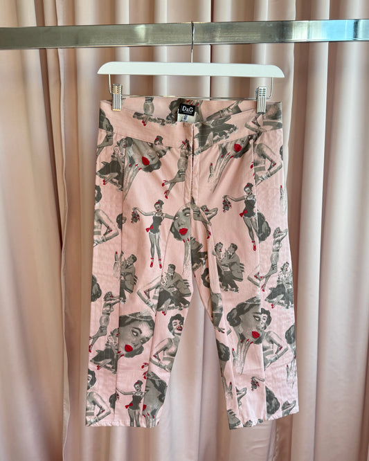 D&G S/S 2004 Runway Pin-Up Glitter Print Capris