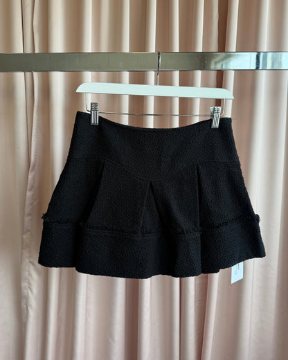 Jill Stuart Black Cotton Tweed Flared Mini Skirt