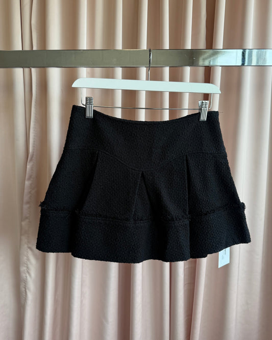 Jill Stuart Black Cotton Tweed Flared Mini Skirt